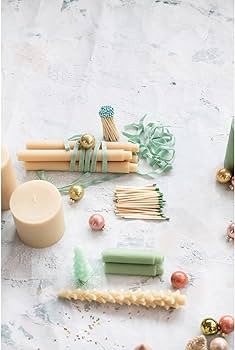 Creative Co-Op Unscented Tree Shaped Taper Candles, Eggnog Beige, Boxed Set Of 2 | Amazon (US)