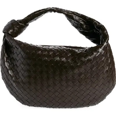 Bottega Veneta BV Jodie Leather Hobo Bag in 8425 Black-Gold at Nordstrom | Nordstrom