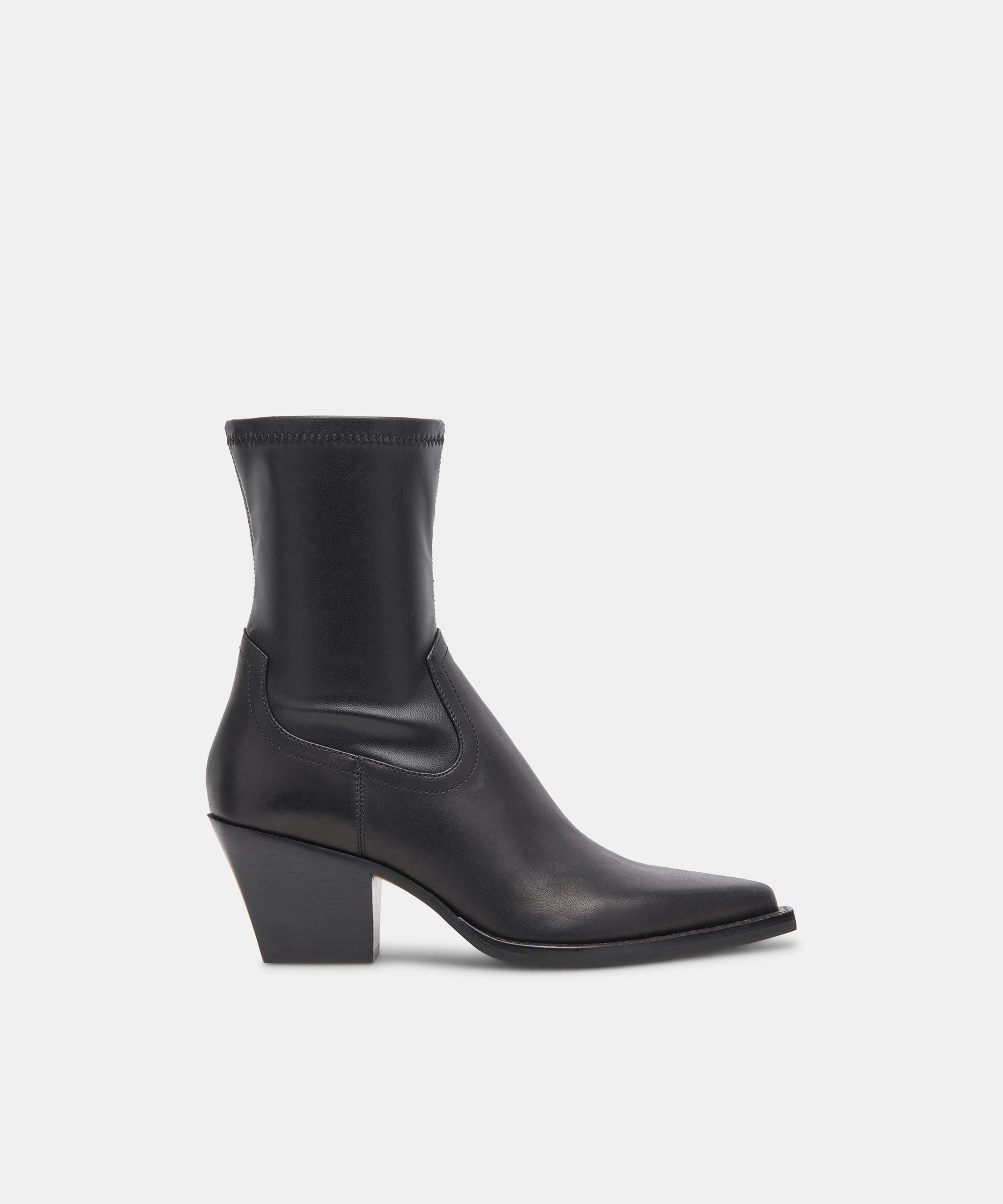 RUTGER Black Leather Mid-Ankle Block-Heel Boots | Dolce Vita | DolceVita.com