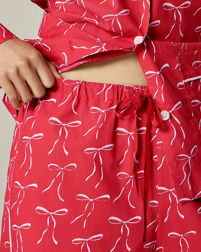 Cotton poplin pajama pant set in vintage bow print | J. Crew US