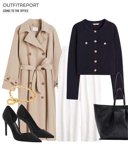 Trench coat cardigan white trousers office outfit 

#LTKstyletip #LTKshoecrush #LTKitbag