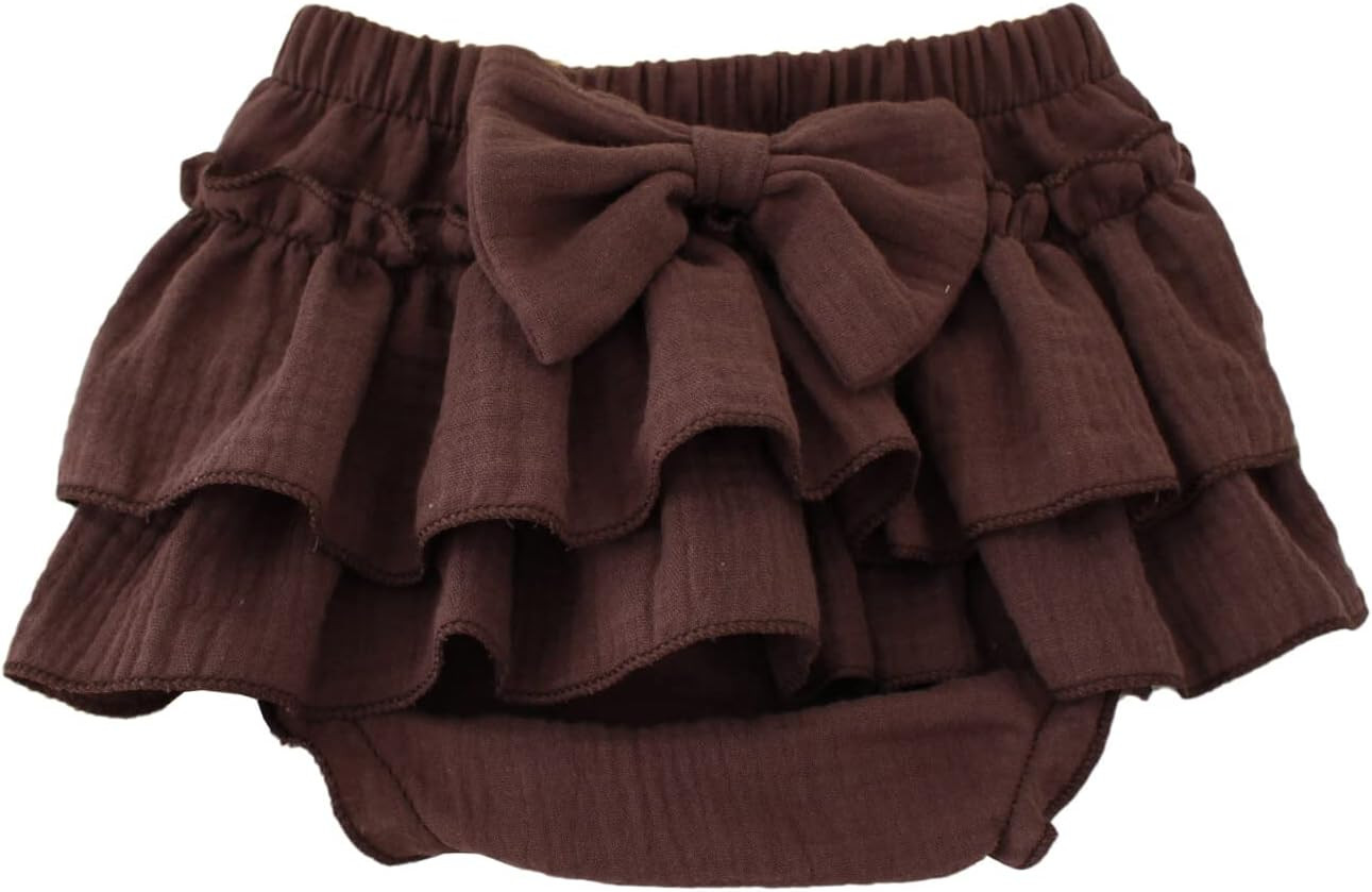 HAOLUKI Baby Girls Bloomer Skirt Shorts Bowknot Cotton Gauze Ruffle Diaper Cover Shorts Briefs Cute Bloomers Underpants | Amazon (US)
