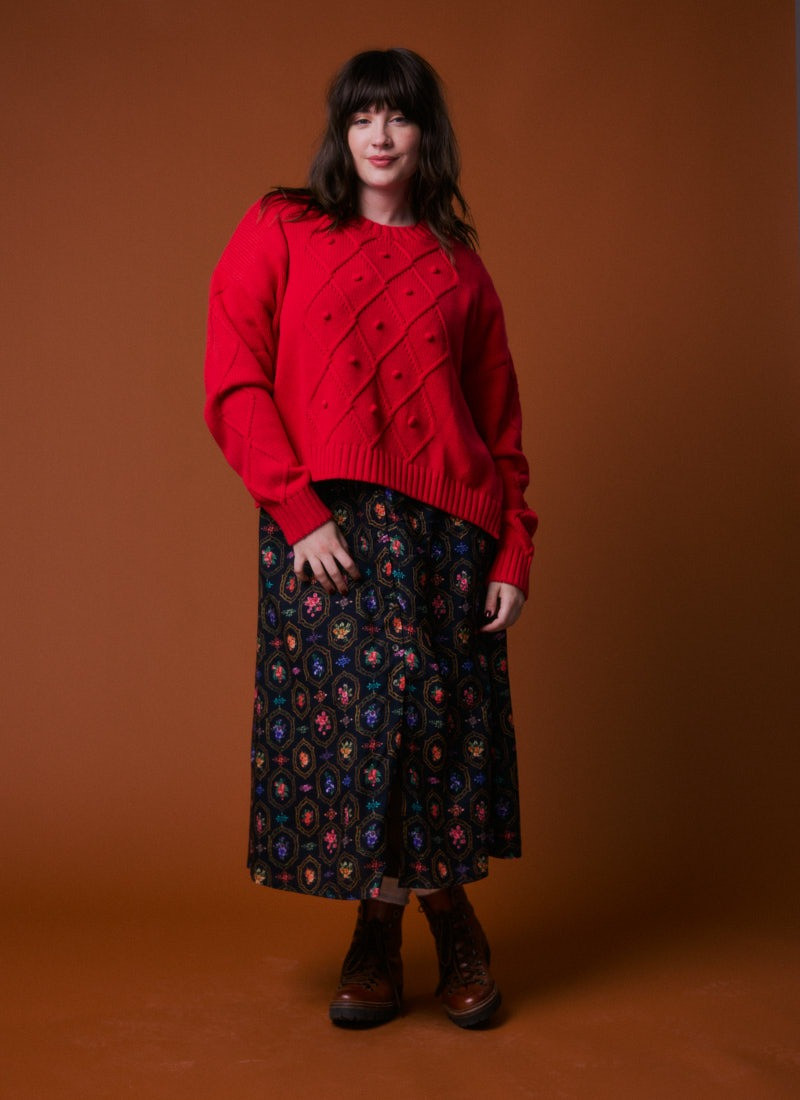 Otis Cable Knit Jumper - Tomato Red | Joanie