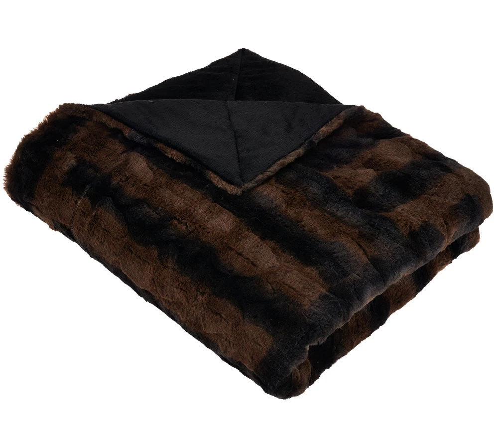 Dennis Basso 50" x 60" Reversible Faux Fur Patchwork Throw — QVC.com | QVC