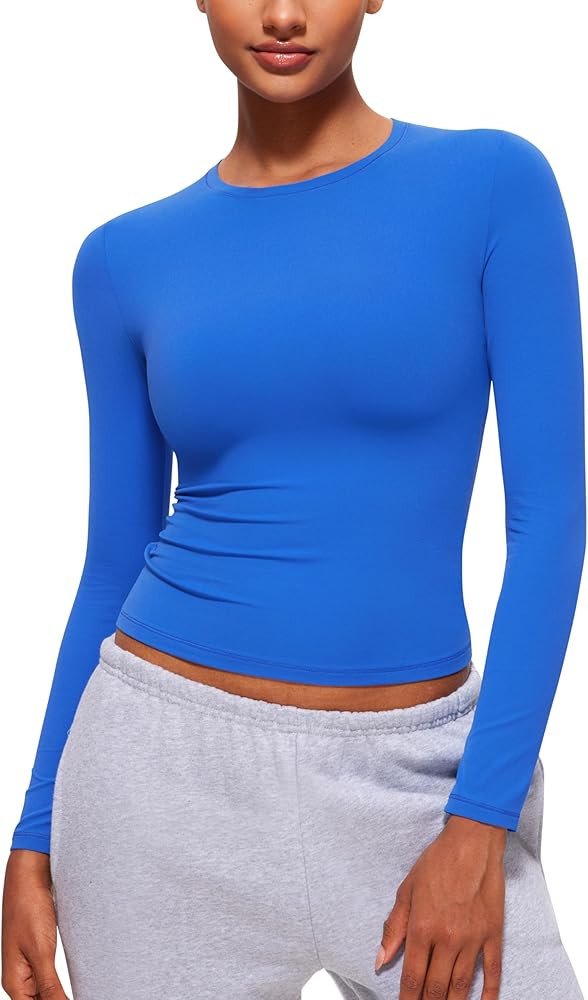 CRZ YOGA Softembrace Crewneck Long Sleeve Shirts for Women - Casual Going Out Tops Soft Basic Fit... | Amazon (US)