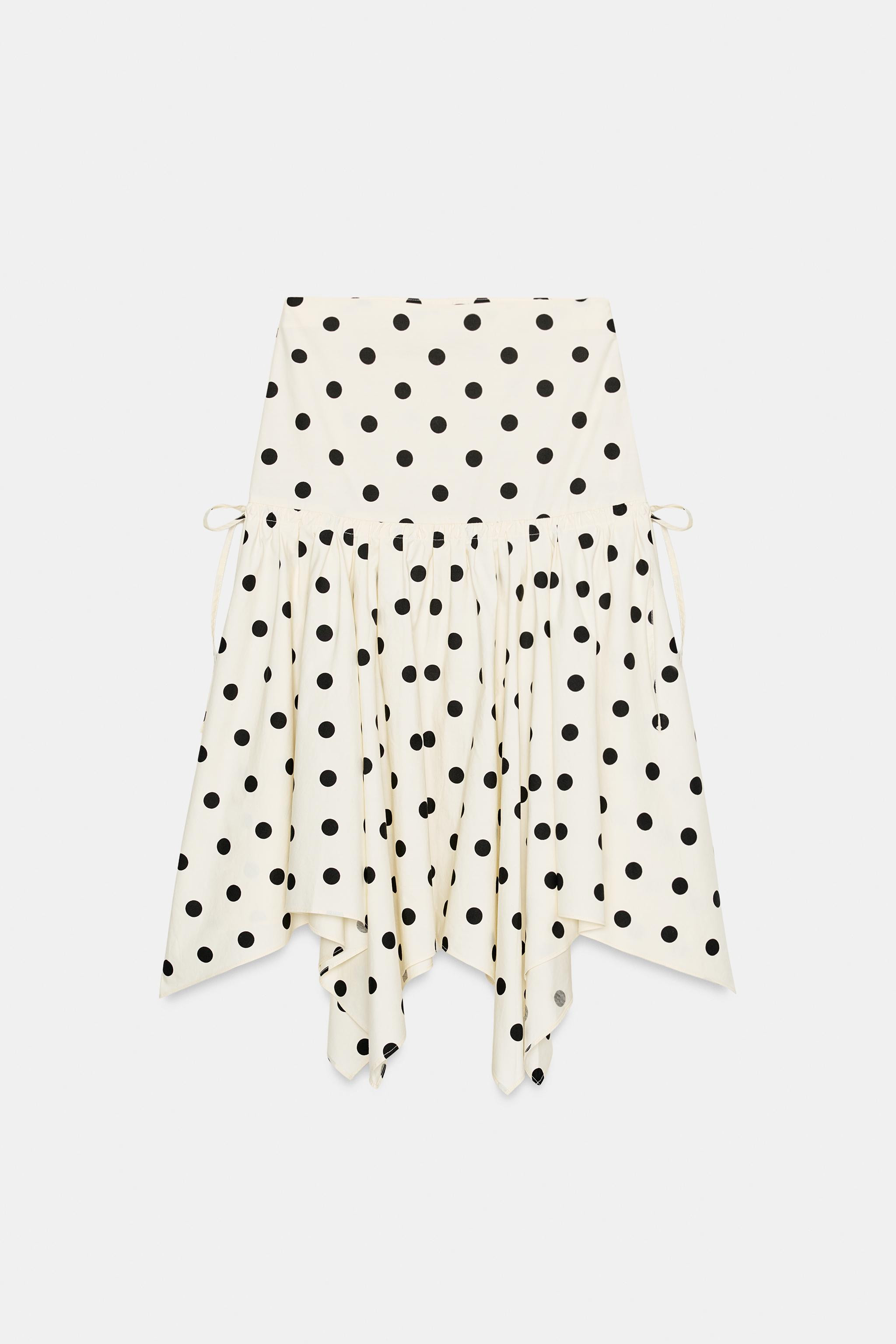 ASYMMETRIC POLKA DOT MIDI SKIRT | Zara US