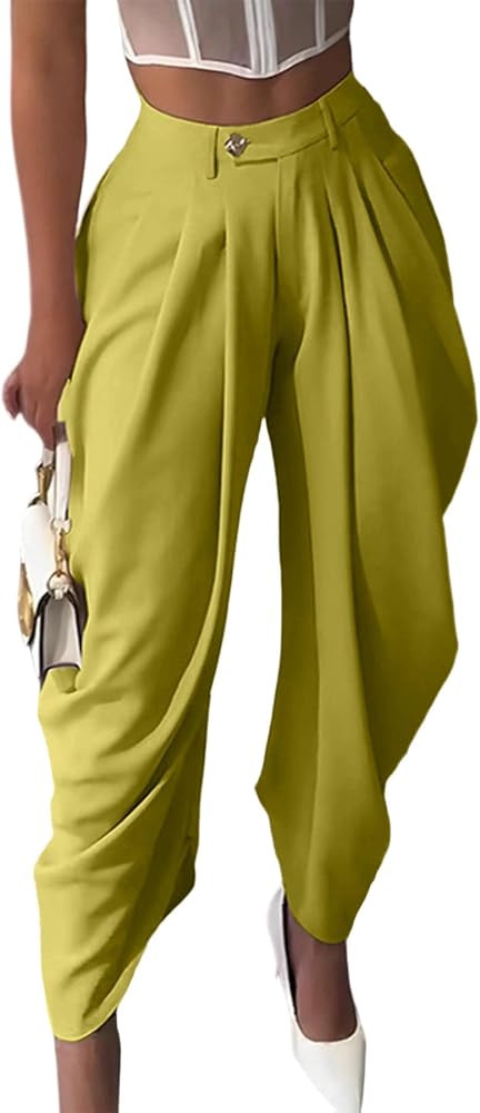 Unybwonn Women's Dress Slacks Pants Casual Pleated Business Work Pants Wide Leg High Waisted Pala... | Amazon (US)