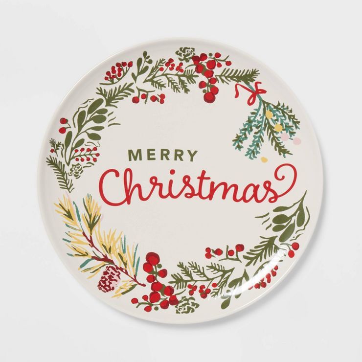 16" Stoneware Merry Christmas Round Serving Platter - Threshold™ | Target