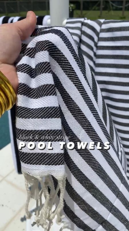 Black and white stripe pool towels! This is a great option for Turkish towels and Terry cloth to give you home a resort like feel! 

Amazon home
Beach towel
Turkish towel
Swimwear
swim 
Bangles

#LTKhome #LTKswim #LTKsalealert
