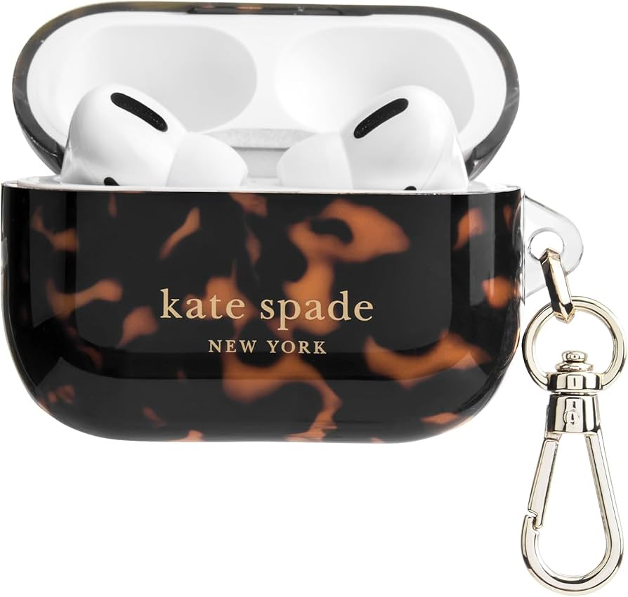 kate spade new york AirPods Pro Protective Case with Keychain Ring - Tortoiseshell, Compatible wi... | Amazon (US)