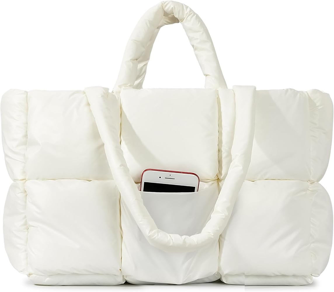Herald Puffer Tote Bag for Women, Large Quilted Puffy Handbag Lightweight Winter Down Cotton Padd... | Amazon (US)