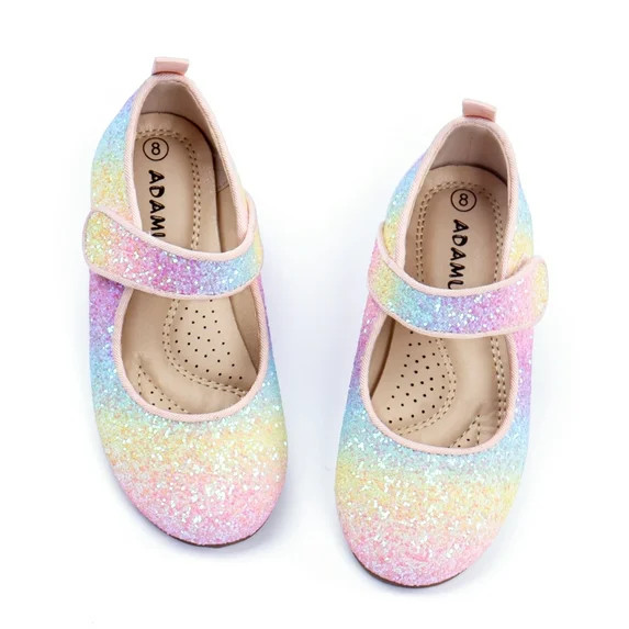 ADAMUMU Girl's Glitter Dress Shoes Toddler Party Sparkly Princess Shoes Rainbow Mary Jane Shoes C... | Walmart (US)