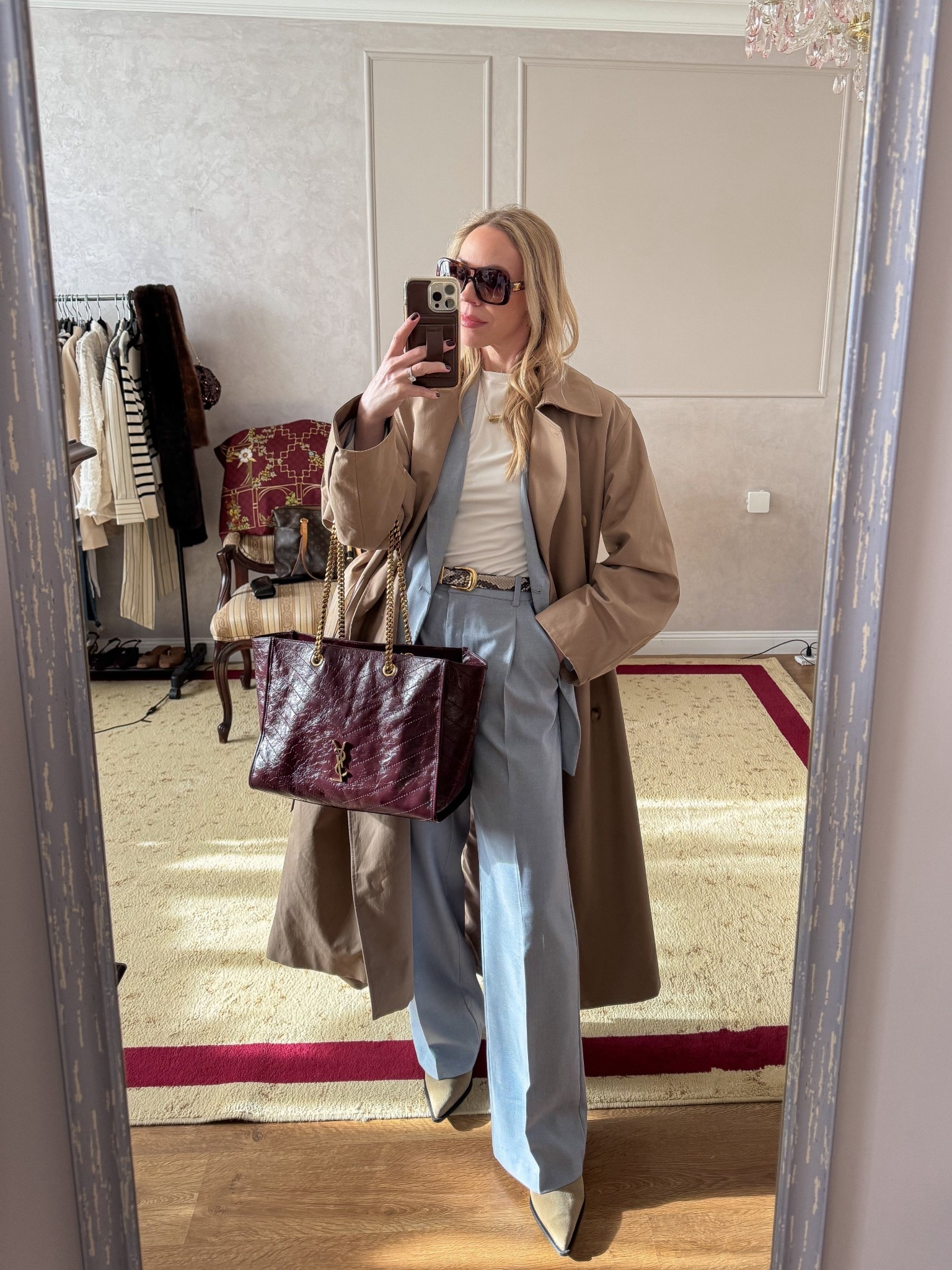 Work outfit of the day 

Trench coat, baby blue suit, snakeskin belt, business casual, spring workwear

#LTKootd #LTKWorkwear #LTKOver40