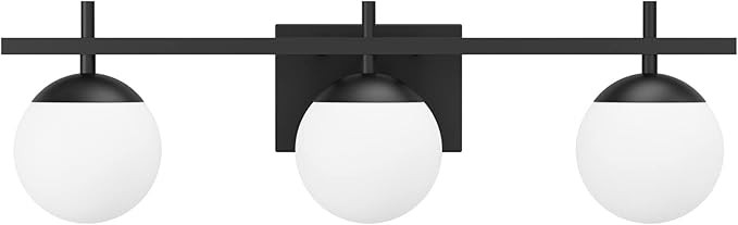 Ralbay Mid Century Modern Bathroom Vanity Lights 3-Light Matte Black Milky Glass Modern Bathroom ... | Amazon (US)