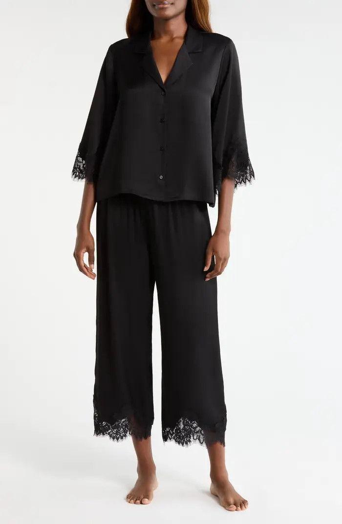 Midnight Lace Satin Pajamas | Nordstrom