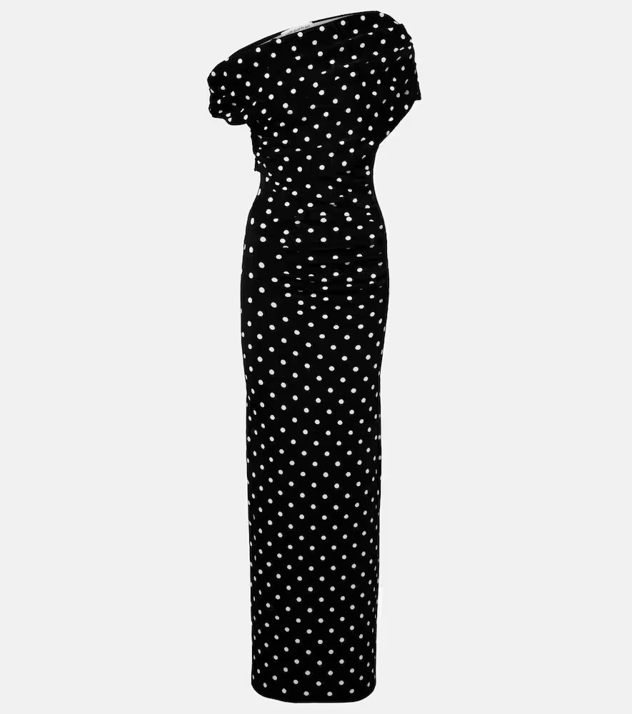 Self-Portrait Polka-dot asymmetric maxi dress | Mytheresa (US/CA)