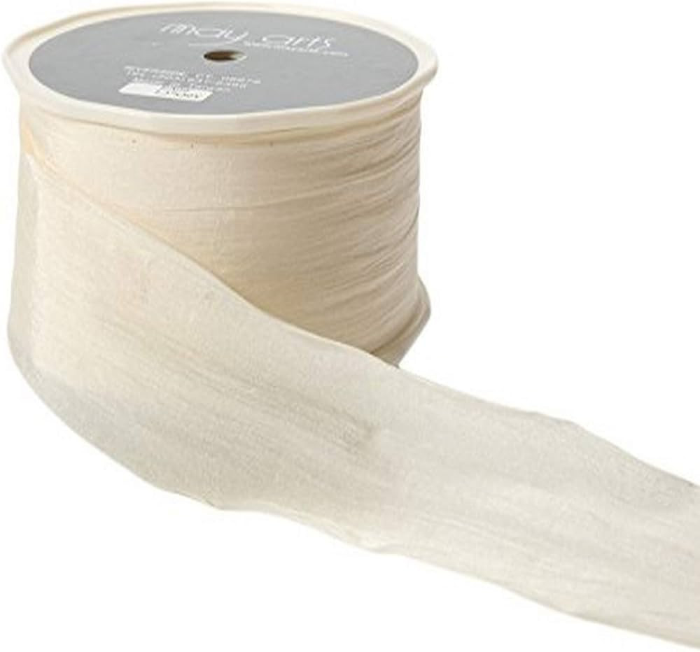 May Arts Ivory 1" Solid Wrinkled Ribbon, 50 yd | Amazon (US)