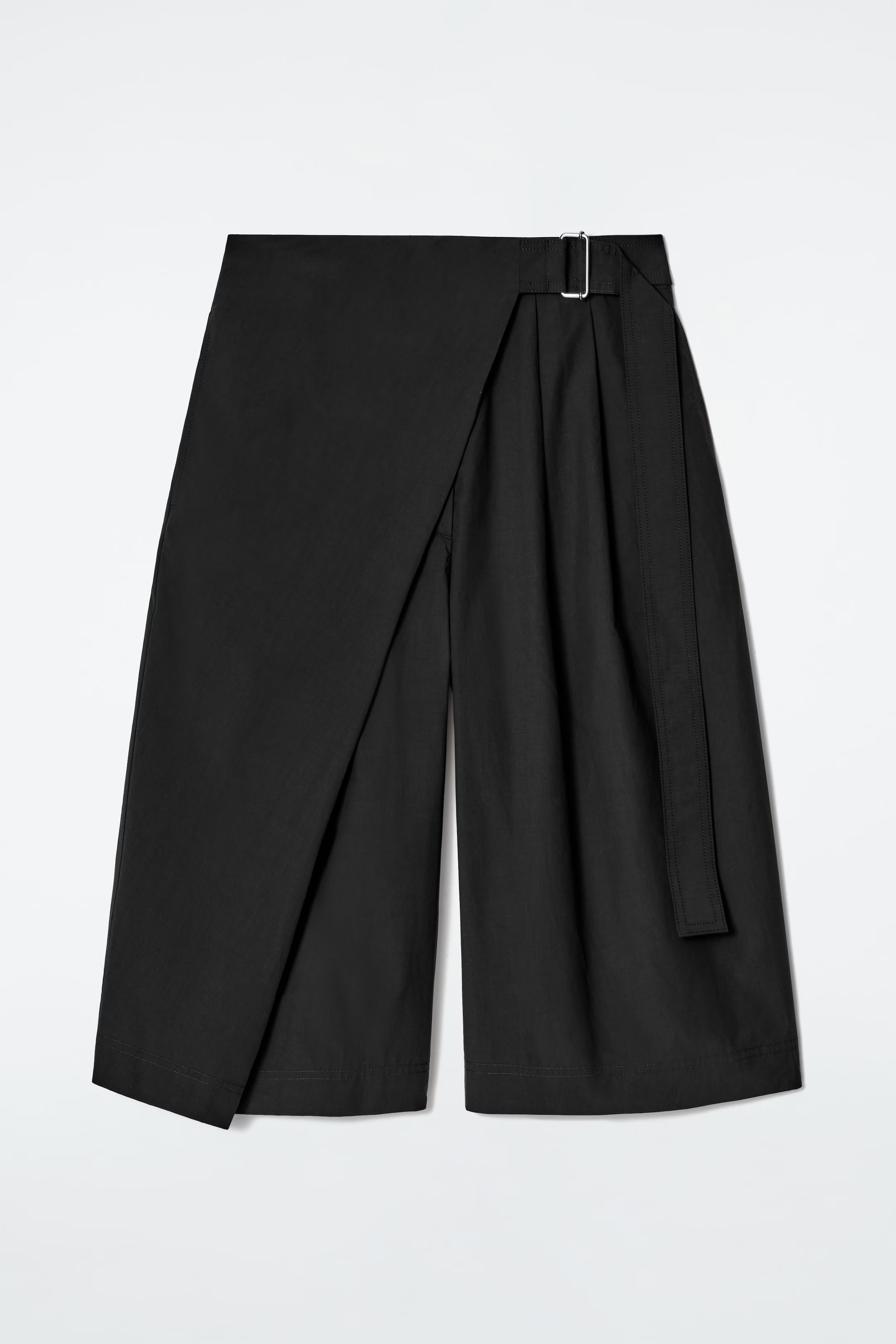 BELTED WRAP-FRONT COTTON SHORTS - BLACK | COS | COS (EU)