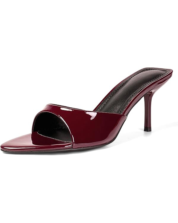 QIV Leopard Kitten Heels Pointed Toe Mule Heels for Women Open Toe Kitten Heel for Party Dressy W... | Amazon (US)