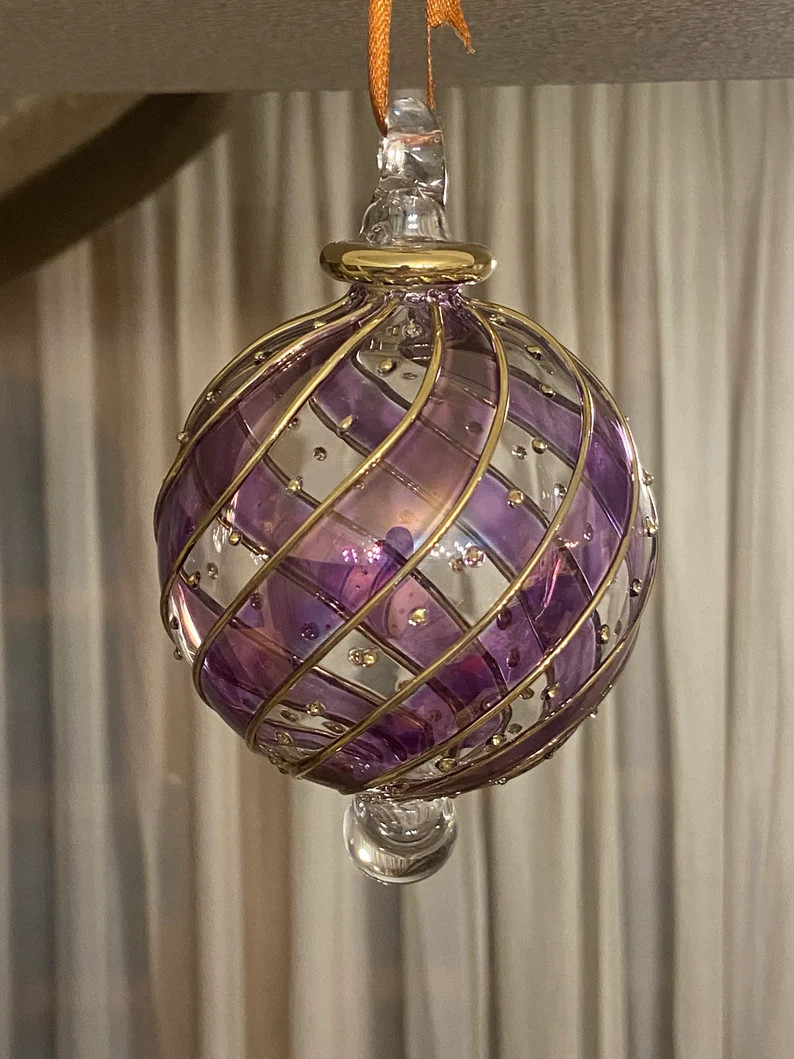 Ornament Blown Glass, Christmas Ball Ornament, Hand Blown Egyptian Glass With 14K Gold. - Etsy | Etsy (US)