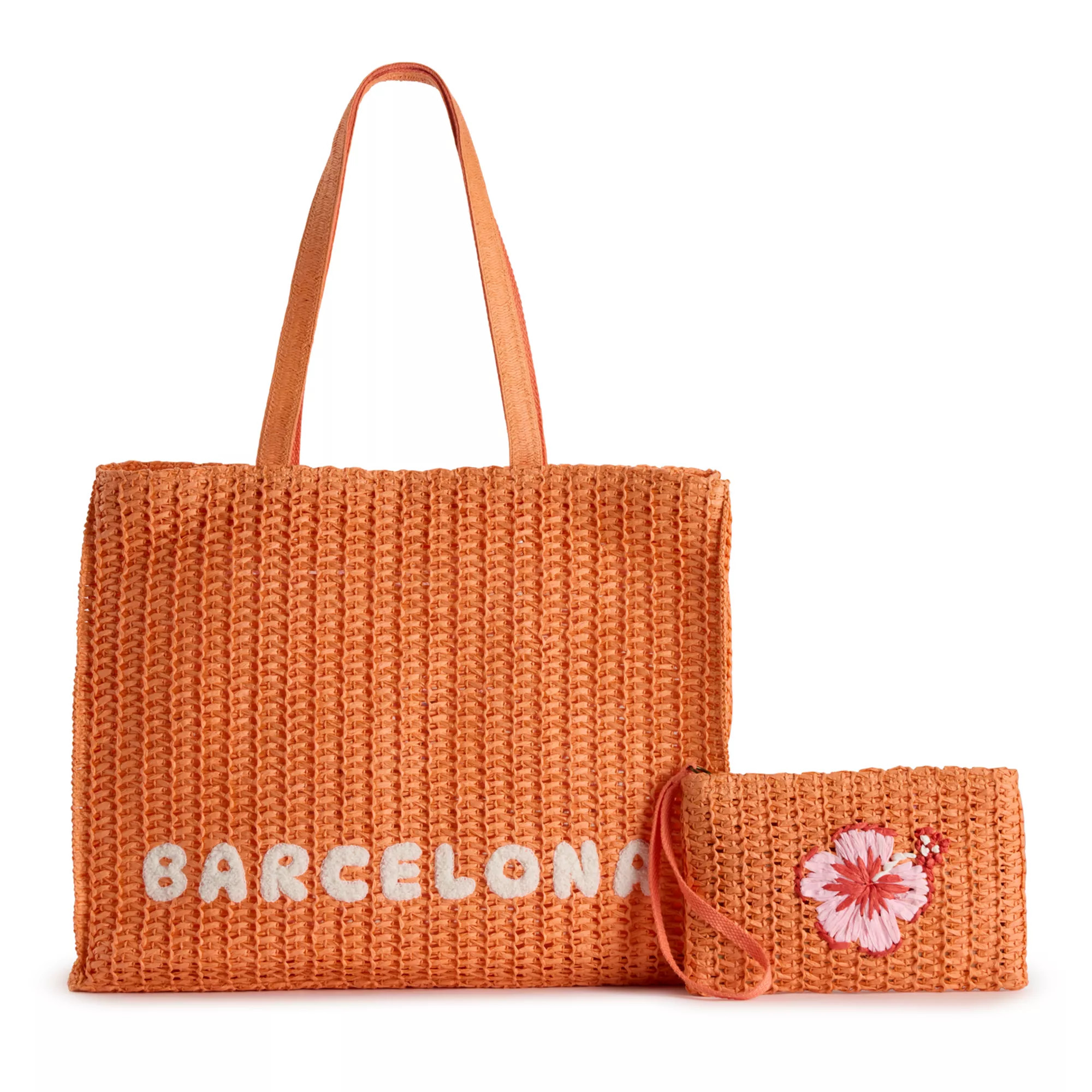 Sonoma Goods For Life® Maya Straw Verbiage Tote & Wristlet Set | Kohl's