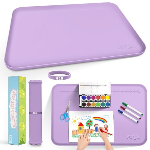 Silicone Art Mat for Crafts, 24" x 16" Painting Mat for Kids with Raised Sides to Stay Tidy, Paint Craft Mats for Clay, Resin, Slime, Jewelry-Making & Crafts Creation (Purple) | Amazon (US)