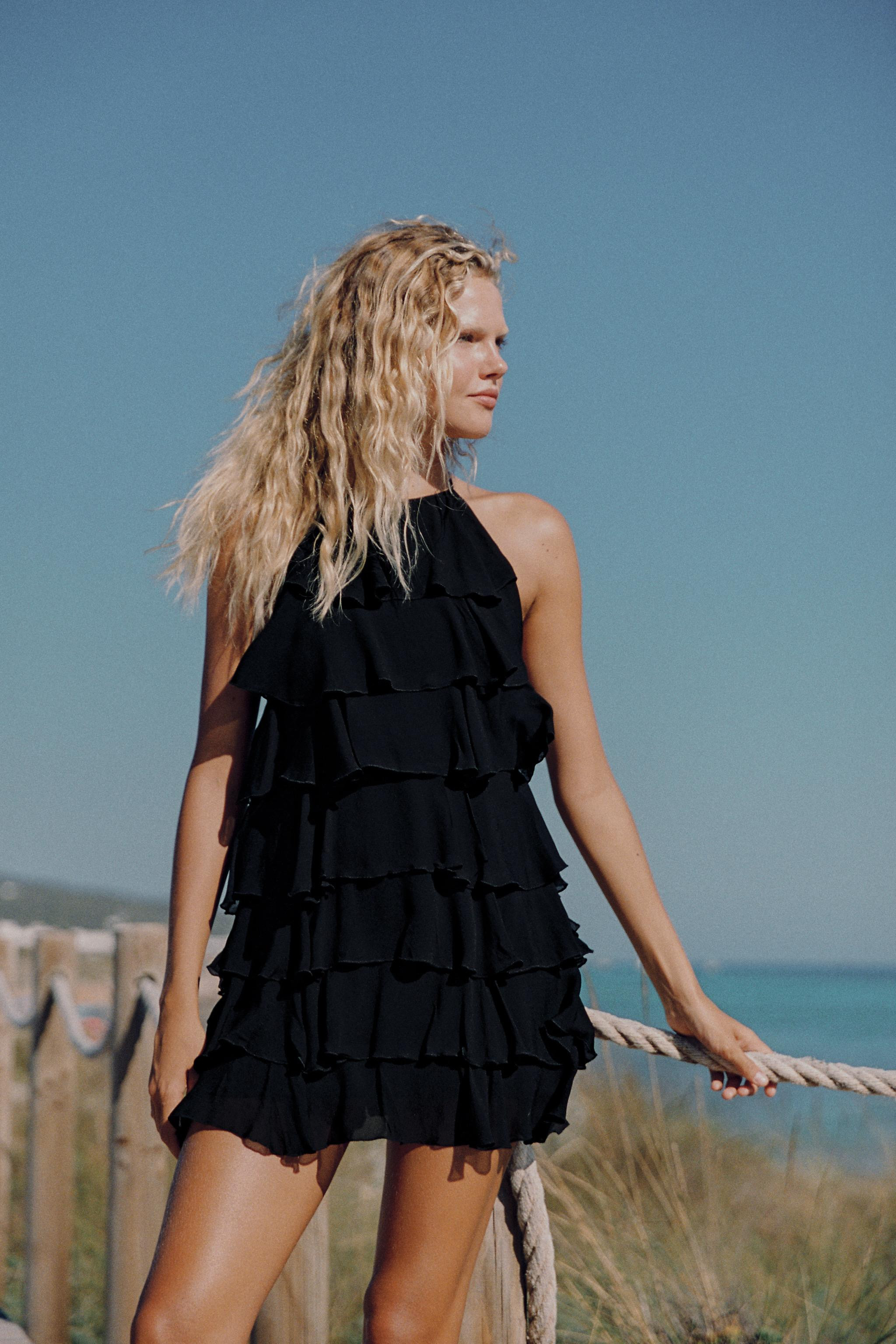 RUFFLED HALTER MINI DRESS | Zara US