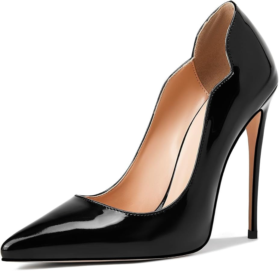 Womens Closed Pointed Toe High Heels Slip On Stiletto Pumps Dress Wedding Shoes 4-Inch | Amazon (US)