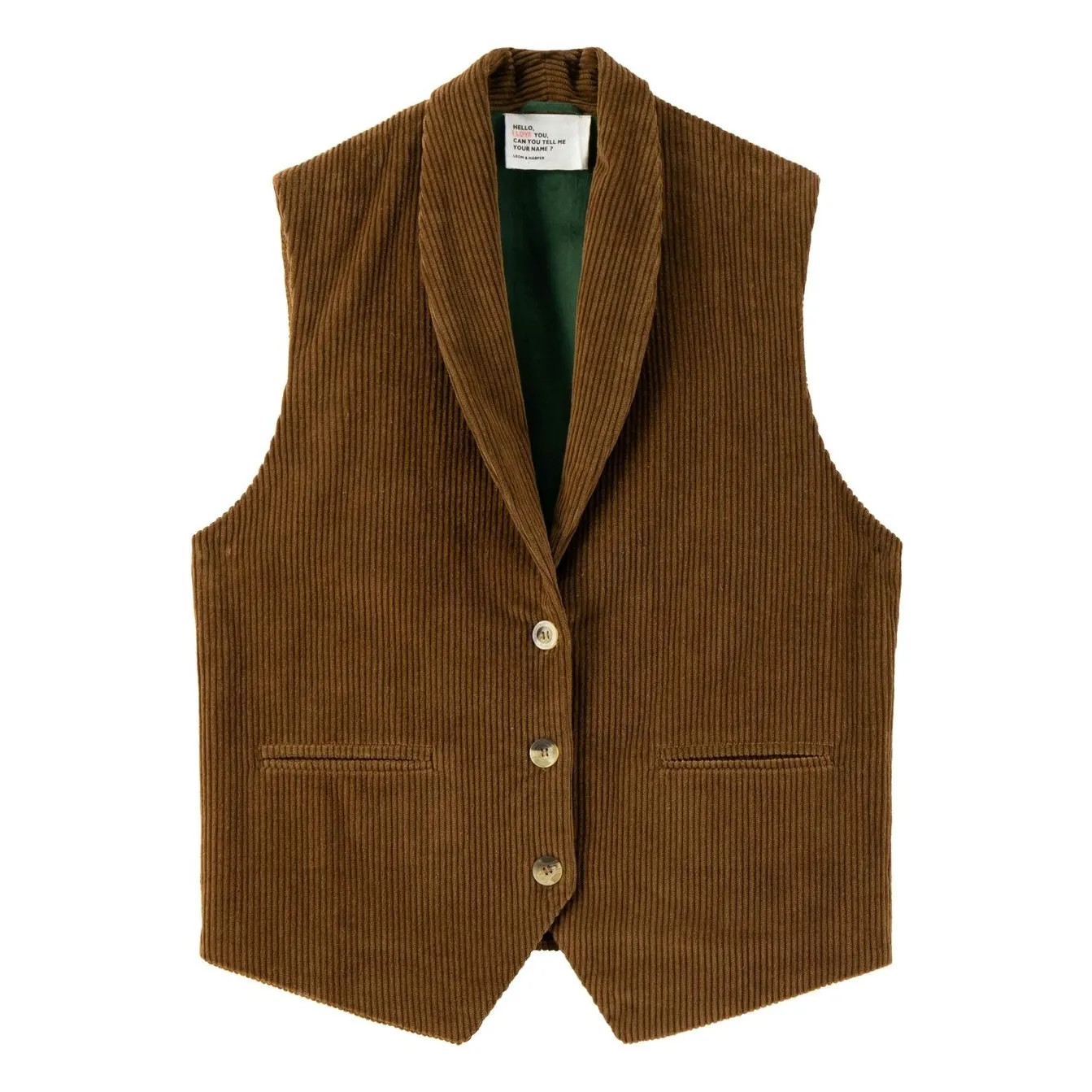 Vuela Corduroy Organic Cotton Sleeveless Jacket | Brown | Smallable