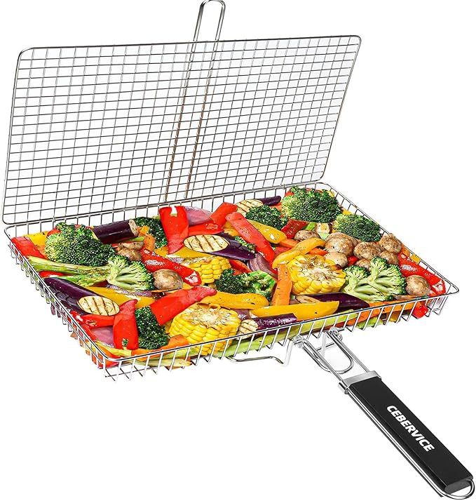Grill Basket Extra Large, SUS304 Stainless Steel, Portable Folding BBQ Camping Grilling Rack for ... | Amazon (US)