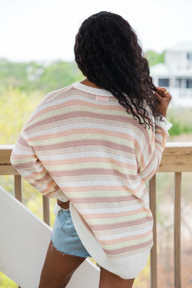 Feeling Nautical Salmon Striped Oversized Sweater SALE | Pink Lily