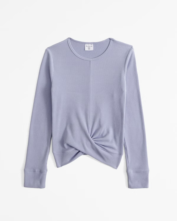 girls long-sleeve twist-front rib tee | girls tops | Abercrombie.com | Abercrombie & Fitch (US)