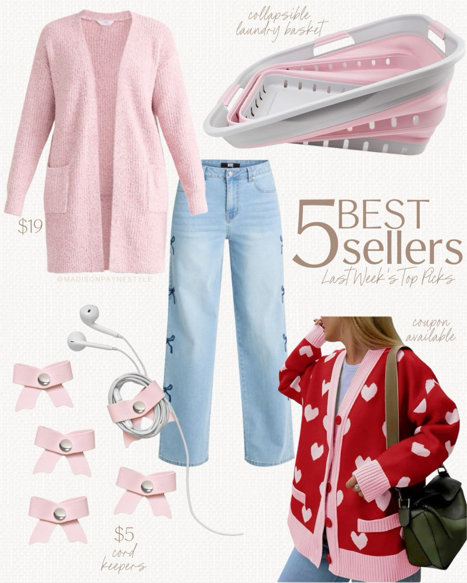 $19 Walmart cardigan was a best seller last week 🥰 along with a collapsible laundry basket, viral $24 bow jeans, $5 cable keepers, and an Amazon Valentine’s Day sweater that currently has a 20% off coupon ❤️

Cardigan, Walmart cardigan, Walmart jeans, bow jeans, laundry basket, Amazon laundry, Valentine’s Day, Valentine’s Day sweater, valentines sweater, heart sweater, Valentine’s Day outfit, Madison Payne 

#LTKSeasonal #LTKFindsUnder50 #LTKStyleTip
