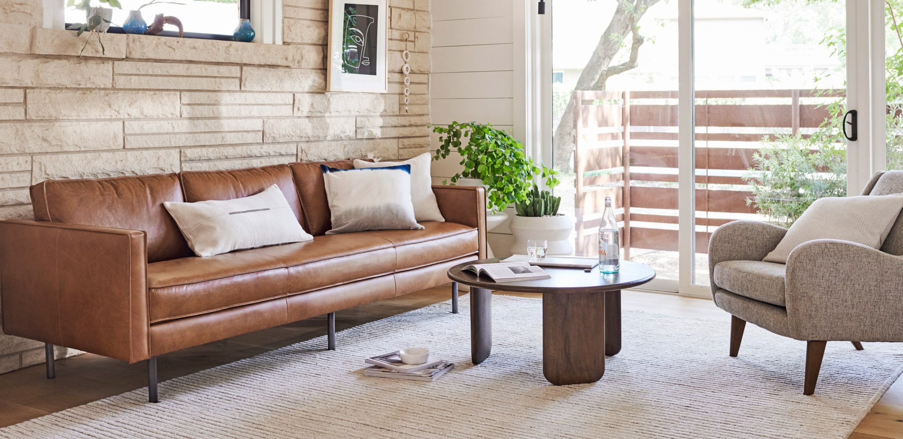 Axel 89" Sofa, Saddle Leather, Nut | West Elm (US)