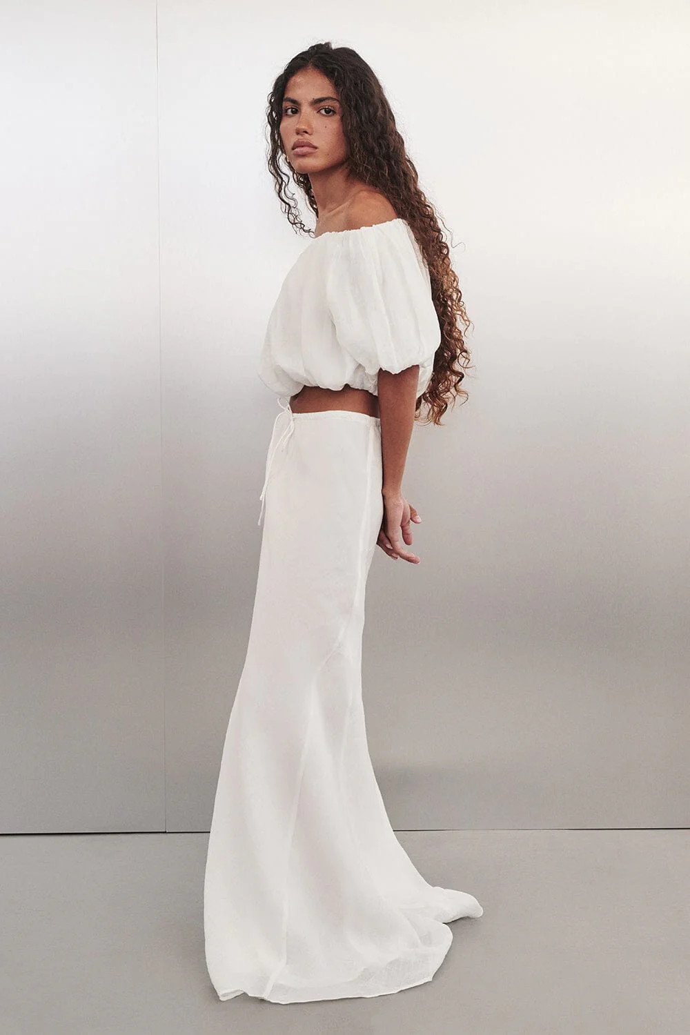 MAISON WHITE RAMIE BIAS MAXI SKIRT | DISSH