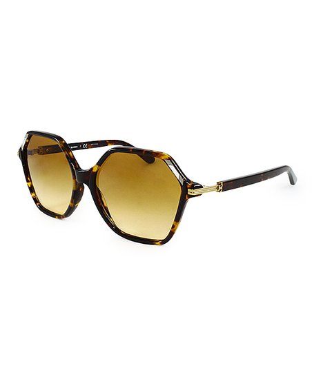 Dark Tortoise & Brown Gradient Geometric Oversize Sunglasses | Zulily