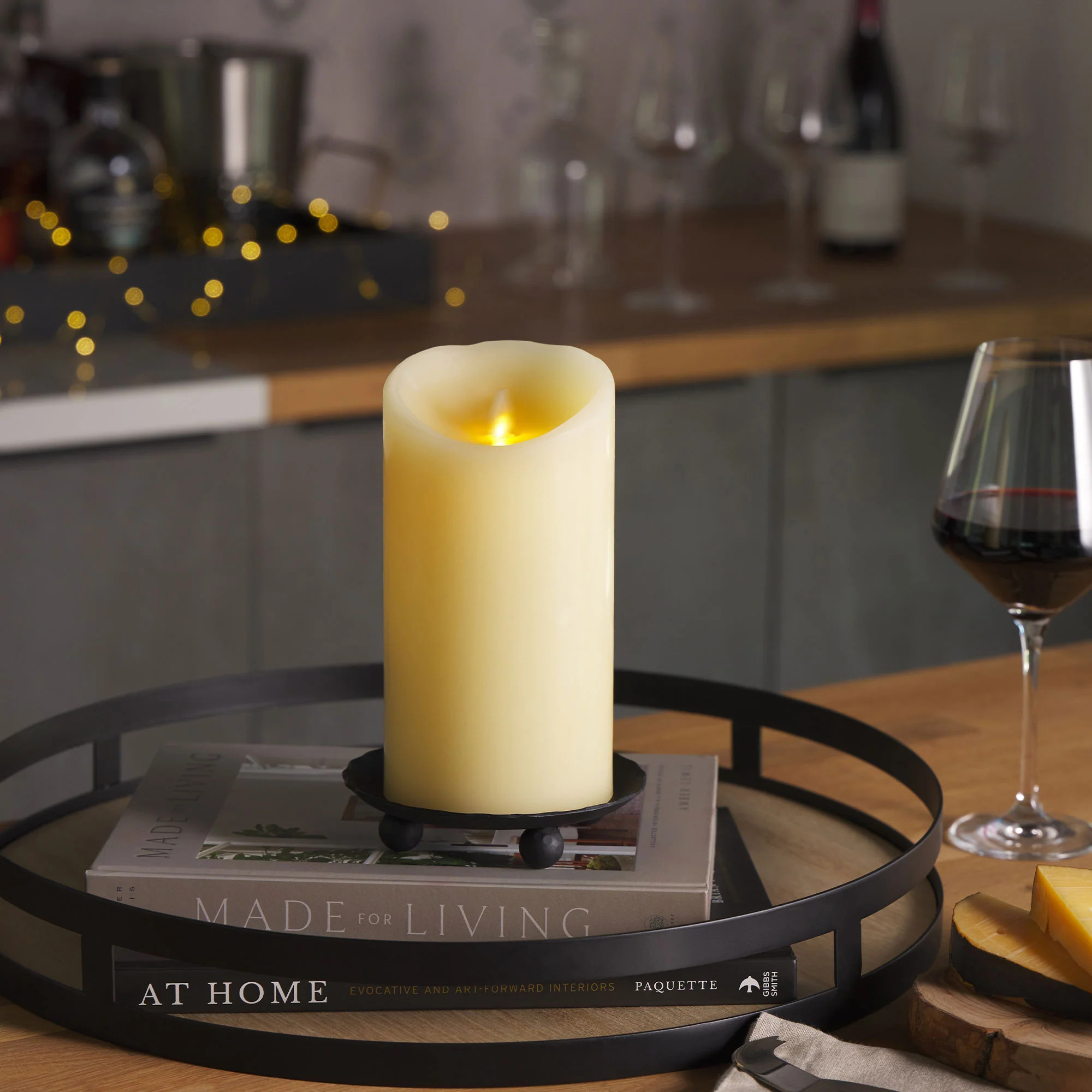 Ivory Flameless Candle Pillar -Scallop Top - 4" Width | Luminara
