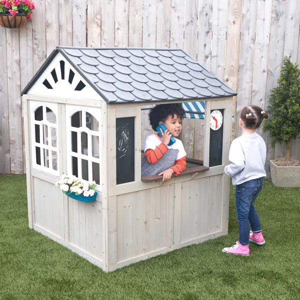 Hillcrest Wooden Outdoor Playhouse with EZ Kraft Assembly, Ringing Doorbell and Mailbox | Wayfair North America