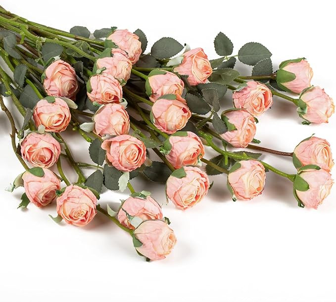 DuHouse 24pcs Artificial Vintage Roses Mini Silk Rose with Stem Fake Rose Bouquets for Arrangemen... | Amazon (US)