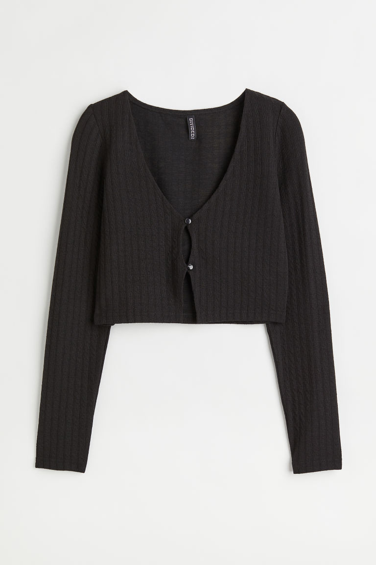 H & M - Rib-knit Cardigan - Black | H&M (US + CA)