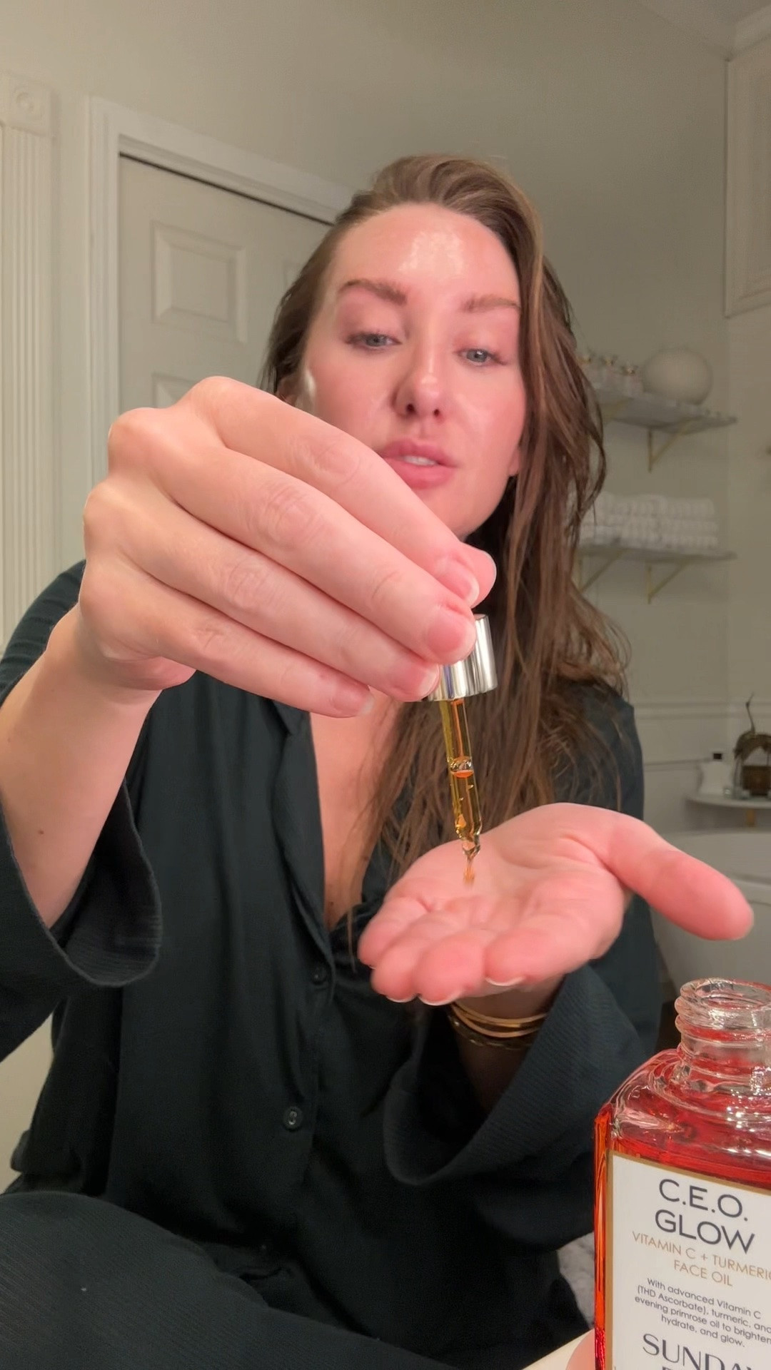 Added the most beautiful, brightening vitamin c oil into my routine. 💫 brightens, evens tone, & hydrates for an unreal glow. I like to apply morning and night, right before moisturizer so the vitamin c can really sink into the skin. 
@Sunday Riley
Night routine steps I used:
Radiant cleansing balm 
(Mask)
Peel pads
Vitamin c oil
Silk emulsion 
Eye cream
💫 use code “TIFFANY20” on all @Colleen Rothschild ColleenRothschild products  to save 20%

#LTKBeauty #LTKOver40 #LTKmorningroutine