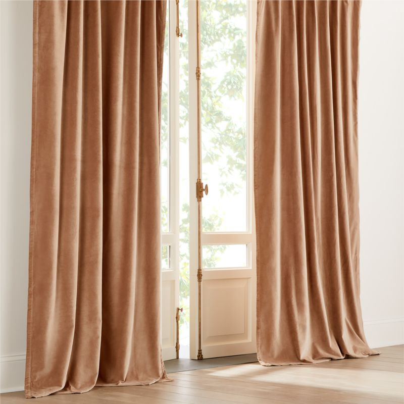 Light Brown Organic Cotton Velvet Window Curtain Panel 48"x84" + Reviews | CB2 | CB2