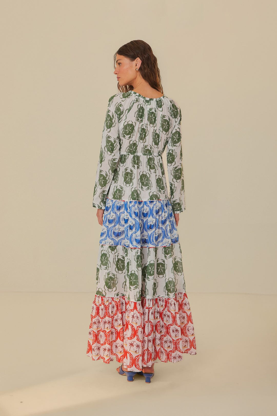 Stamp Mix Long Sleeve Maxi Dress | FarmRio (US)