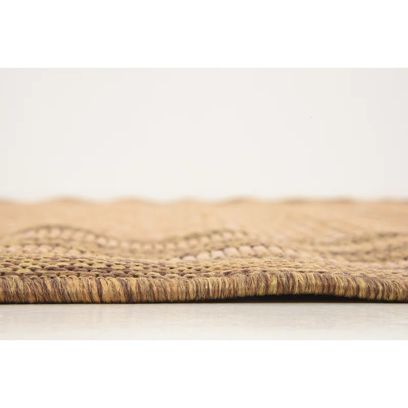 Arieyanna Geometric Indoor / Outdoor Area Rug in Light Brown | Wayfair North America