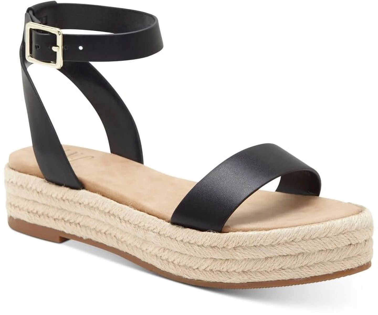 INC Womens Black Comfort Ankle Strap Valetta Round Toe Platform Buckle Espadrille Shoes 6.5 M - W... | Walmart (US)