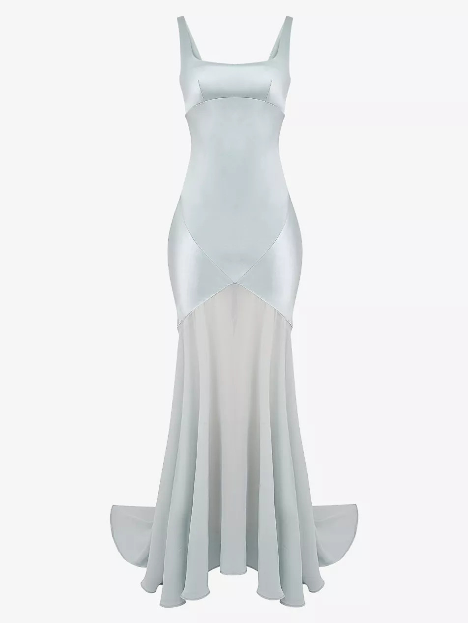 Vittoria chiffon-skirt satin maxi dress | Selfridges