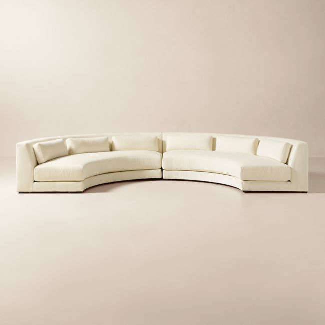 Sonora 2-Piece Curved Cream Performance Velvet Sectional | CB2