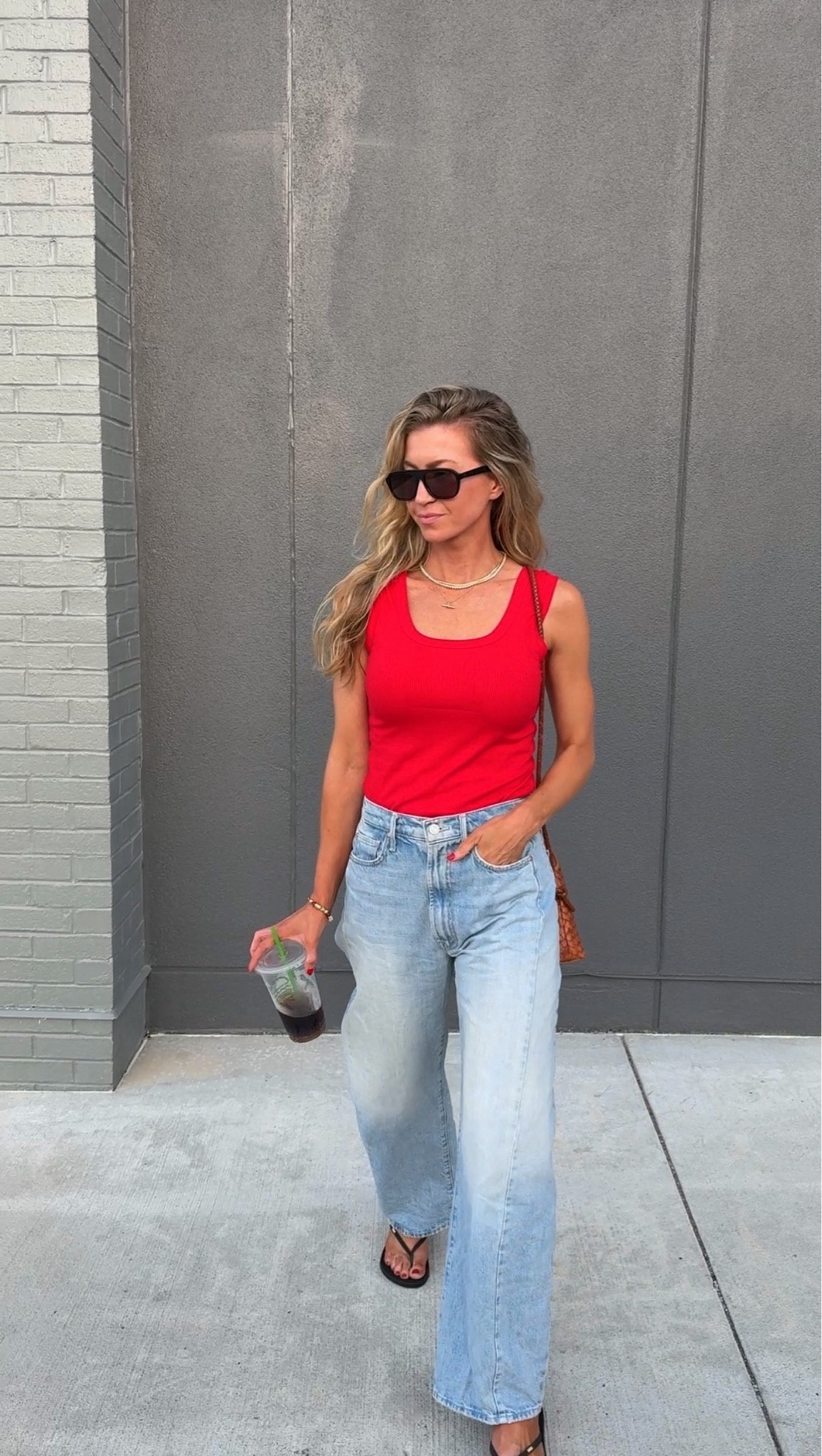 Red tank + denim ootd! 
Tank: runs TTS, wearing size small 
Denim: runs TTS, wearing size 25

#LTKootd #LTKgrwm #LTKSeasonal