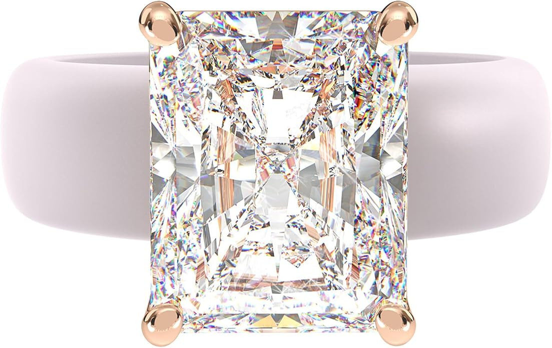 Rinfit Silicone Ring with Stone - Emerald Cut Cubic Zirconia Solitaire Engagement Ring for Women ... | Amazon (US)