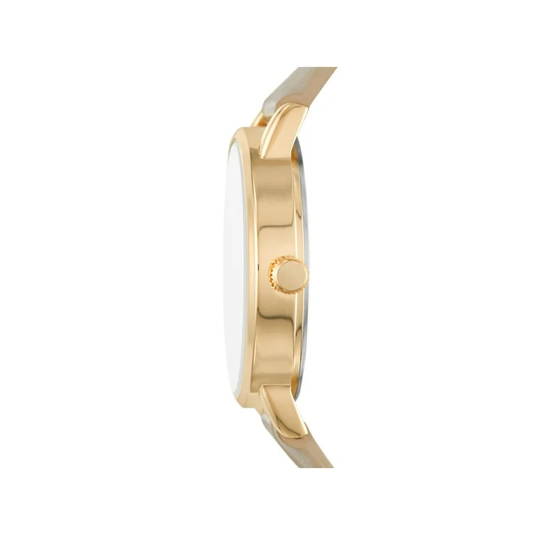 Time and Tru Women's Round Gold Tone Watch with Embossed Strap - Walmart.com | Walmart (US)